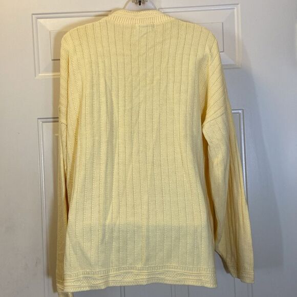 Basic Editions Gold Cowl Turtleneck Sweater with Cable Knit Size Medium Unisex - Picture 3 of 7